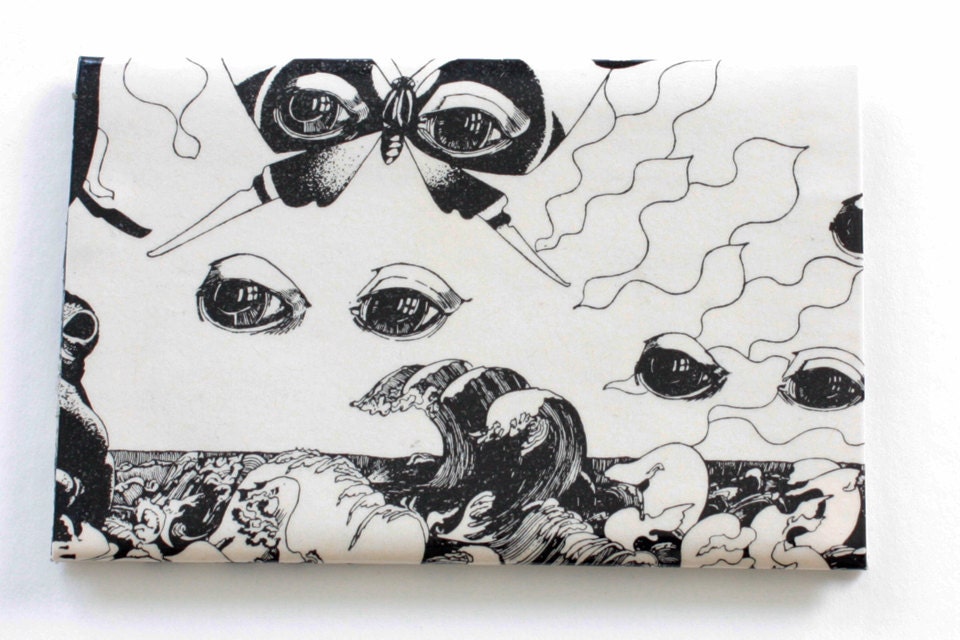 Vintage Magazine Wallet: Black and White Surreal Business Card Case, Handmade from Vintage Ads, Recycled and Upcycled, Item No. 1217