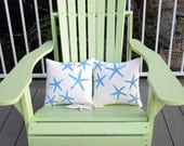 Little sea stars starfish pair of indoor outdoor pillows 12"x12" set of two coastal beach children's ocean nautical Crabby Chris Original