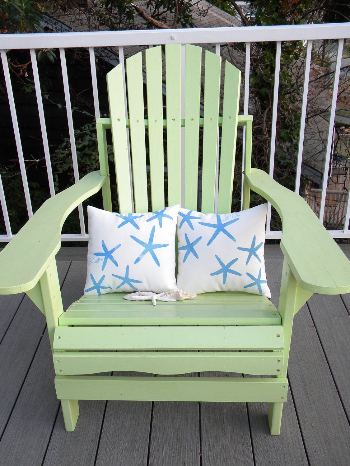 Little sea stars starfish pair of indoor outdoor pillows 12"x12" set of two coastal beach children's ocean nautical Crabby Chris Original