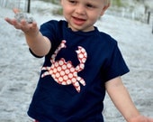 CRAB SHACK Nautical Crab Boys Shirt in Navy