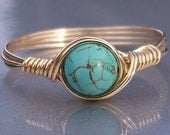 Turquoise 14k Gold Filled Wire Wrapped Ring