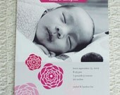 FLOWER GIRL - customized printable photo baby announcement, shades of pink