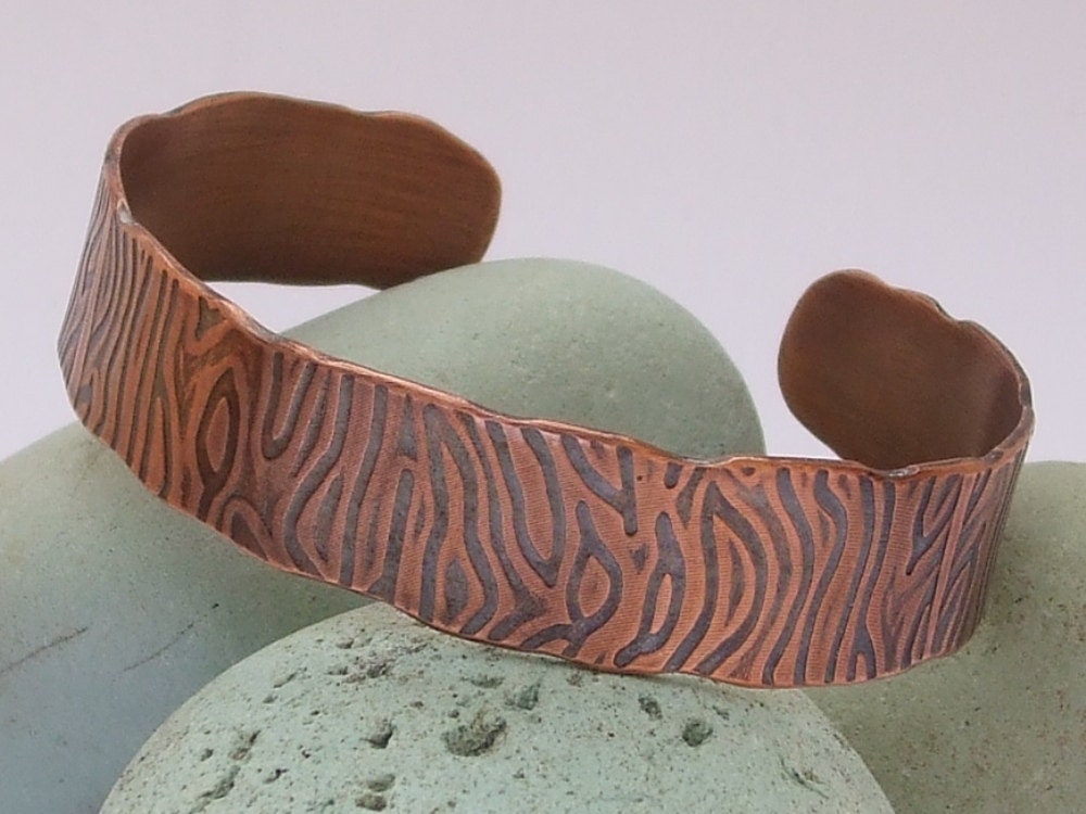 Animal Print Copper Cuff Bracelet. Roll Printed copper bracelet.
