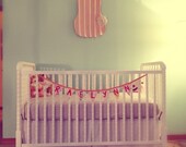 Custom 7 Letter Pink Coral Apricot Vintage Fabric Name Bunting, Garland, Banner, Pennat Decoration Handmade By A Fête Beckons
