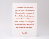 Letterpress Yoga Print - Gandhi's Namaste - Coral