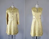 20% off SALE Vintage 1960s Dress Set // 60s Gold Brocade Cocktail Party Dress // Ebell