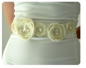 Bridal Belt - Floral Pearl Wedding Sash, Ivory Beaded Bridal Sash for Bride or Bridesmaid