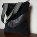 Chevron Mini Tote Bag - Repurposed Leather and Corduroy