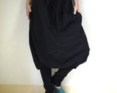 Black Stretch Cotton Funky Drop Crotch Harem Ninja Yoga Unisex Pants Trousers With Adjustable Drawstring Waist