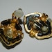 vintage black gold pearl clip on earrings 5b3