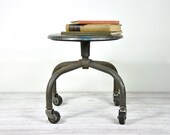 Vintage Industrial Metal Factory Stool / Industrial Decor