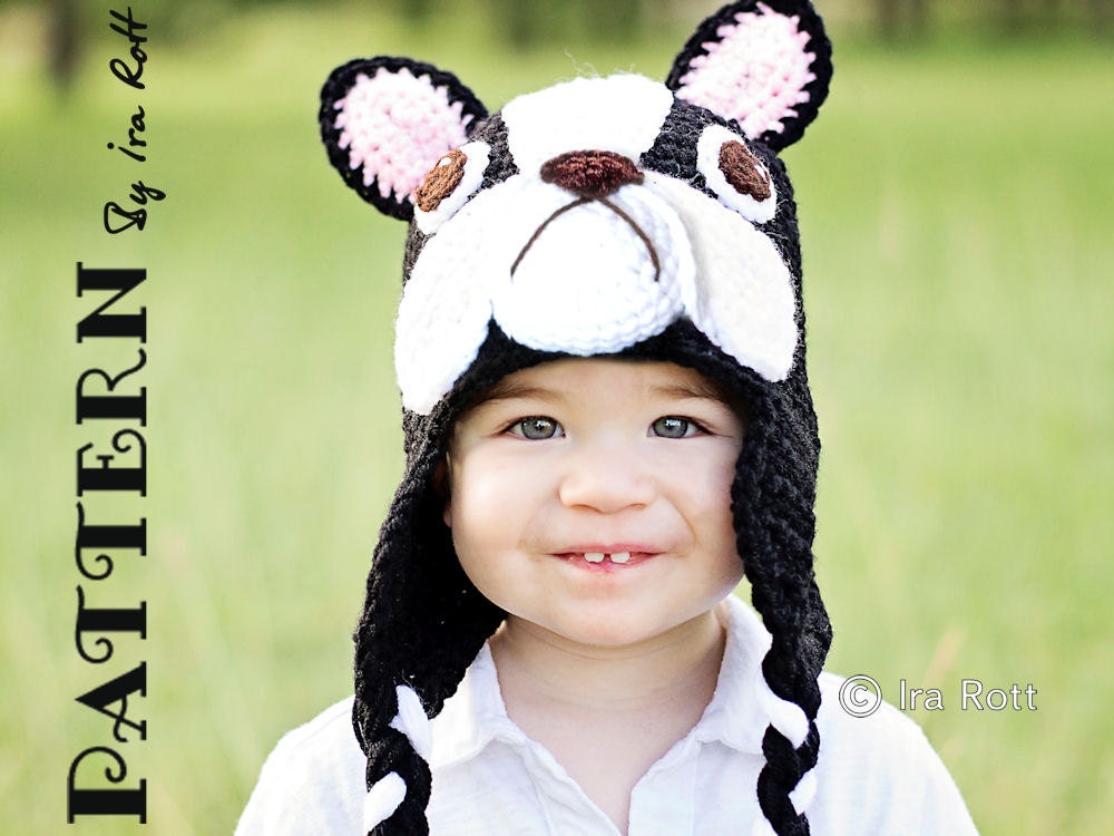 PATTERN - Oscar The French Bulldog Hat - Crochet PDF Pattern