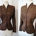 Amazing 1940's chocolate brown gabardine jacket with hand beading film noir Hollywood glamor rockabilly classic size medium
