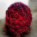 Unisex Web Beanie/Tam/Dread/Beret in Sunset Red Variegated -Spring, Summer, Slouchy