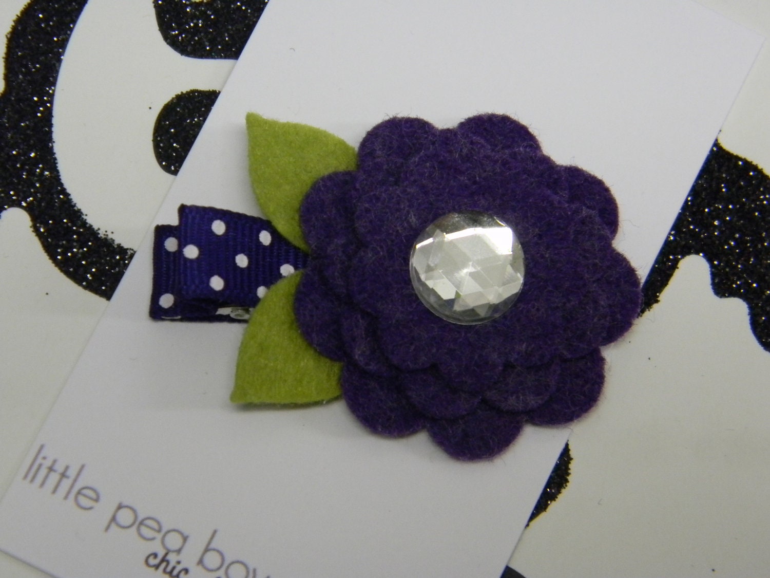 LPB - WOOL Felt Flower Clip Clippie - Purple