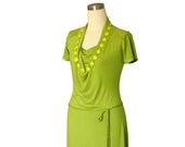 Womens clothing. Cowl Neck Dress. Lime green dress. Short or Long Sleeve custom dress. Simple spring / summer Dress