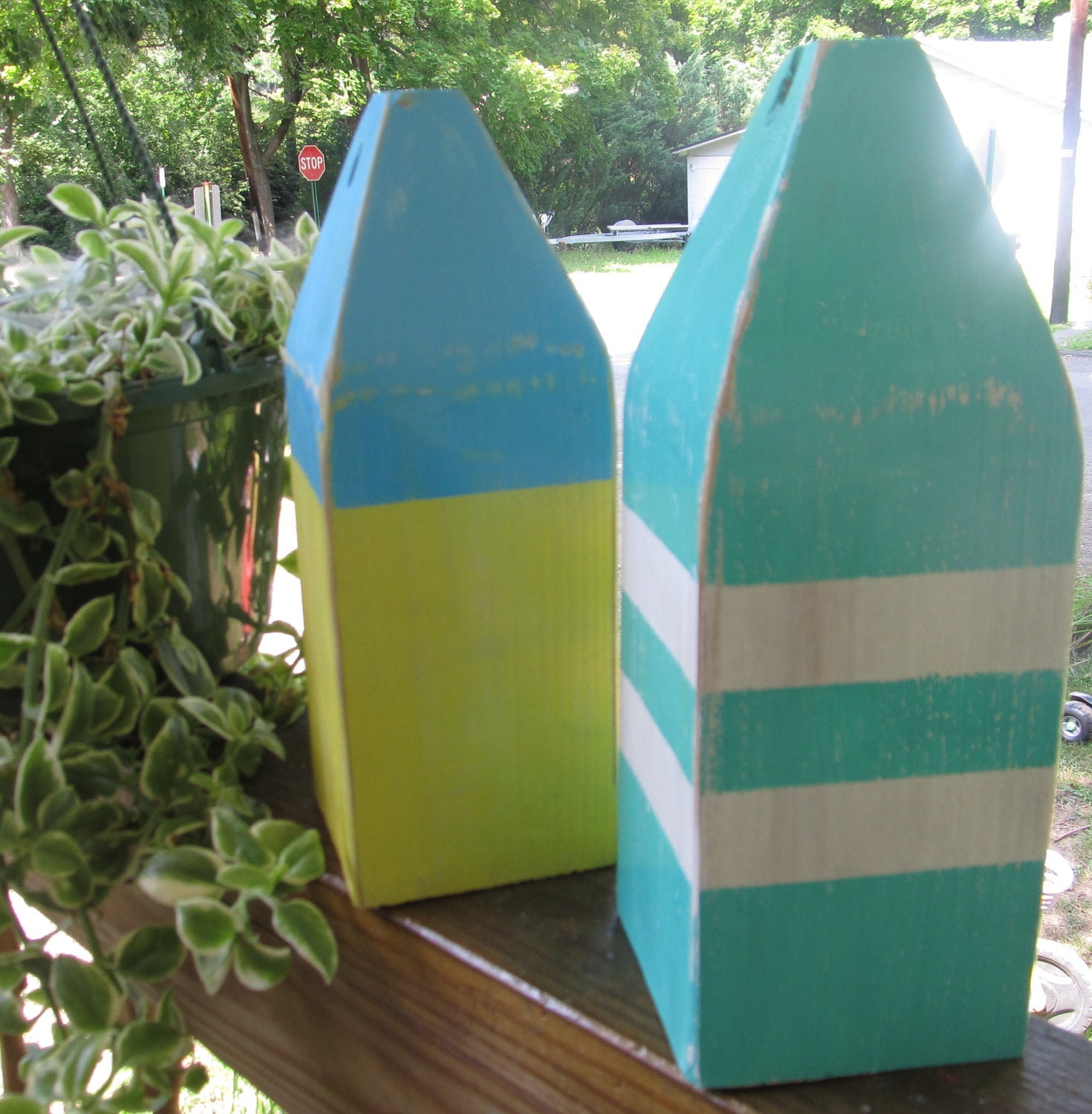 OOAK Reclaimed Wooden Buoy Set of 2 10 inch buoys. Nautical Decor. Beach Decor. Made to order