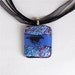 Dichroic Fused Glass Pendant Necklace, Running Horse on Blue Glass
