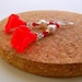 Scarlet Red flower earrings Hot summertime earrings Springtime Pearl Earrings Sterling Silver Earrings Womens Fashion Jewelry