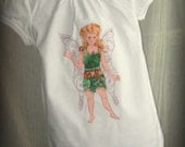 Whimsical Fairy Tee with Wings - Forest Fairy Fawn with Appliqued Irridescent Wings on Back for Girls