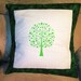 Pillow Cover - Quilted and Stencilled Stylized Tree in Green