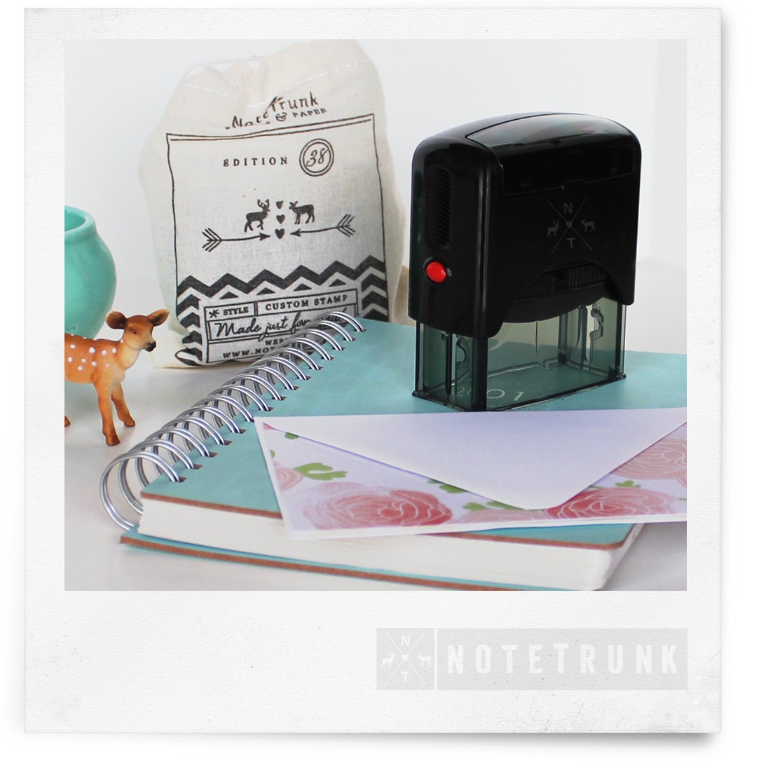 Self Inking Custom Rubber Address Stamp - Flag Banner