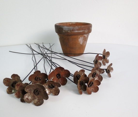 Rusty Metal Flowers Bloom Forever In Repurposed Rustic Bouquet
