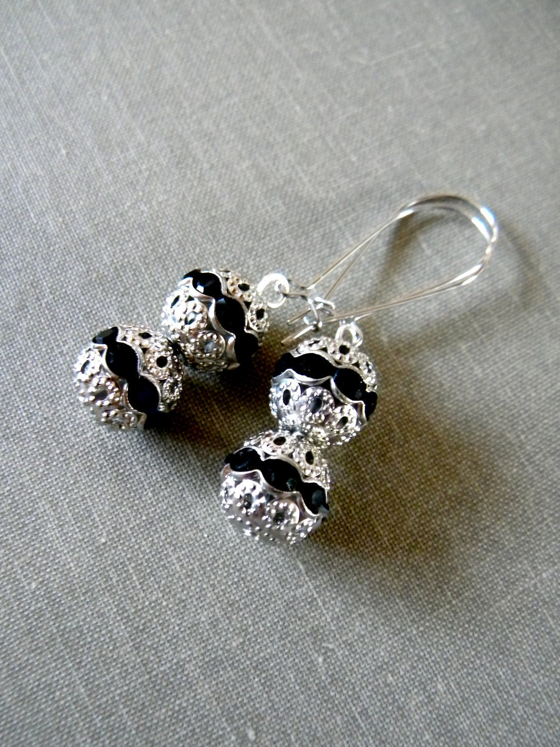 Holiday Earrings.  Black and Silver.