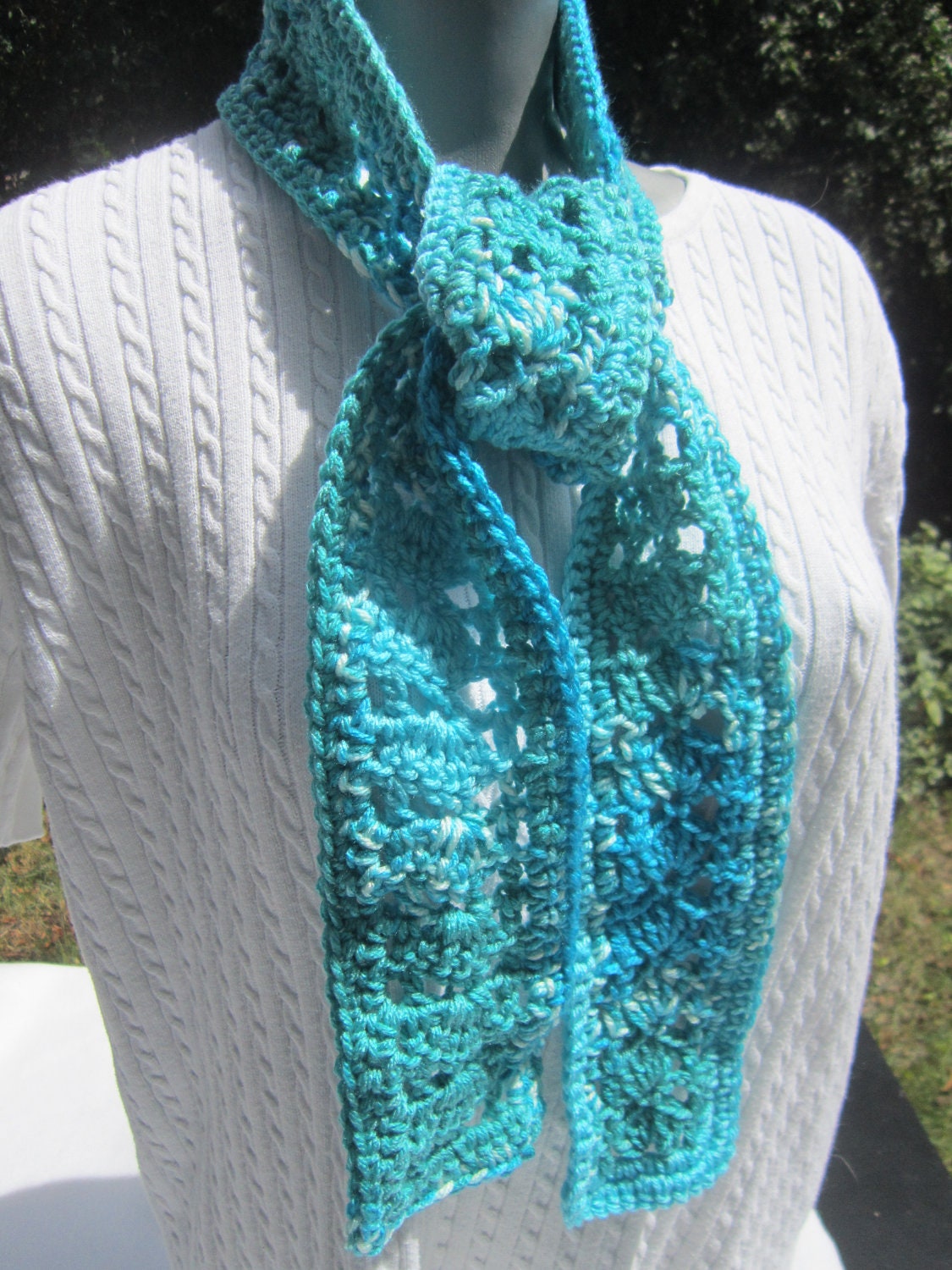 Spring Shades of Blue Scarf Fifty Shells and Lace