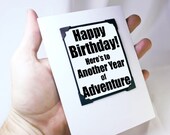 Happy Birthday Card. Birthday Wish with Magnet Gift Attached.  Black and White Birthday Greeting Card.