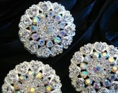 6 pcs - 26mm Silver Metal Plated Rhinestone Brooches with Sparkling Crystals - wedding / hair / dress / garment accessories