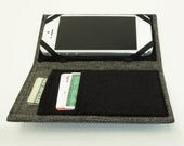 iPhone 5 case iPhone 5 wallet iPhone 5 wallet case w credit-card pocket / Phone wallet - Grayish upholstery fabric - Manly masculine unisex