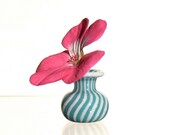 Miniature Vase in Turquoise and White, Dollhouse Vase