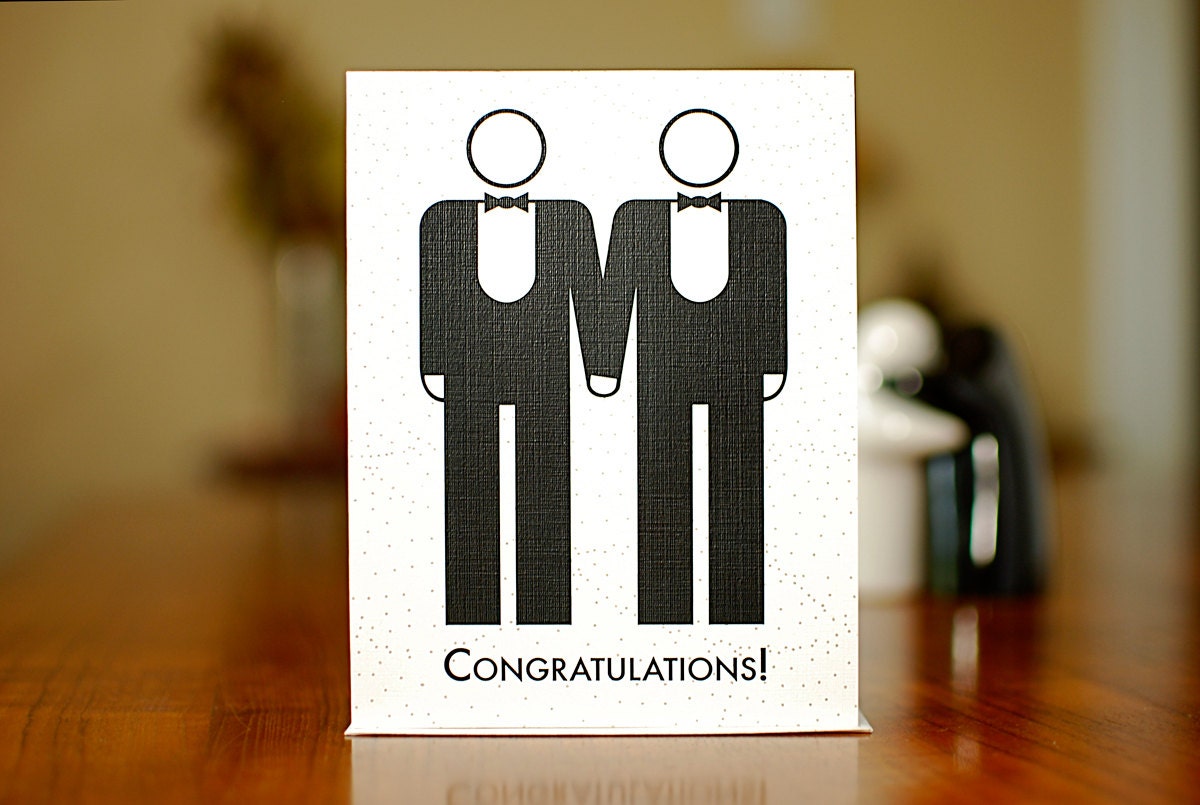 Two Grooms - Gay Marriage Congratulations Card on 100% Recycled Paper :-)