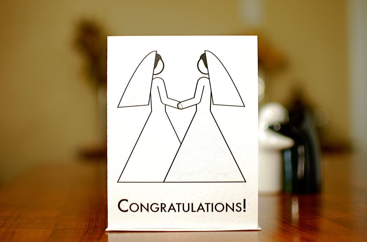 Two Brides - Lesbian Wedding Congratulations Card on 100% Recycled Paper :-)