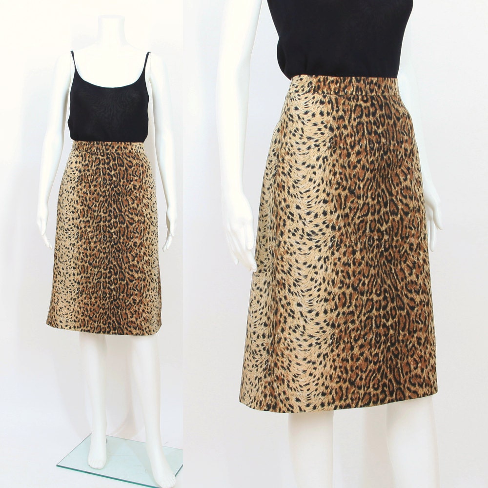 Leopard Print High Waist Skirt / L