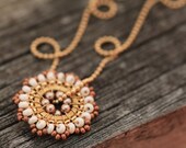 SALE - Bloom Necklace - Magnolia - Jewelry, Pendant, Beadwork, Handmade Necklace, Bridal Accessories, Weddings, Gifts