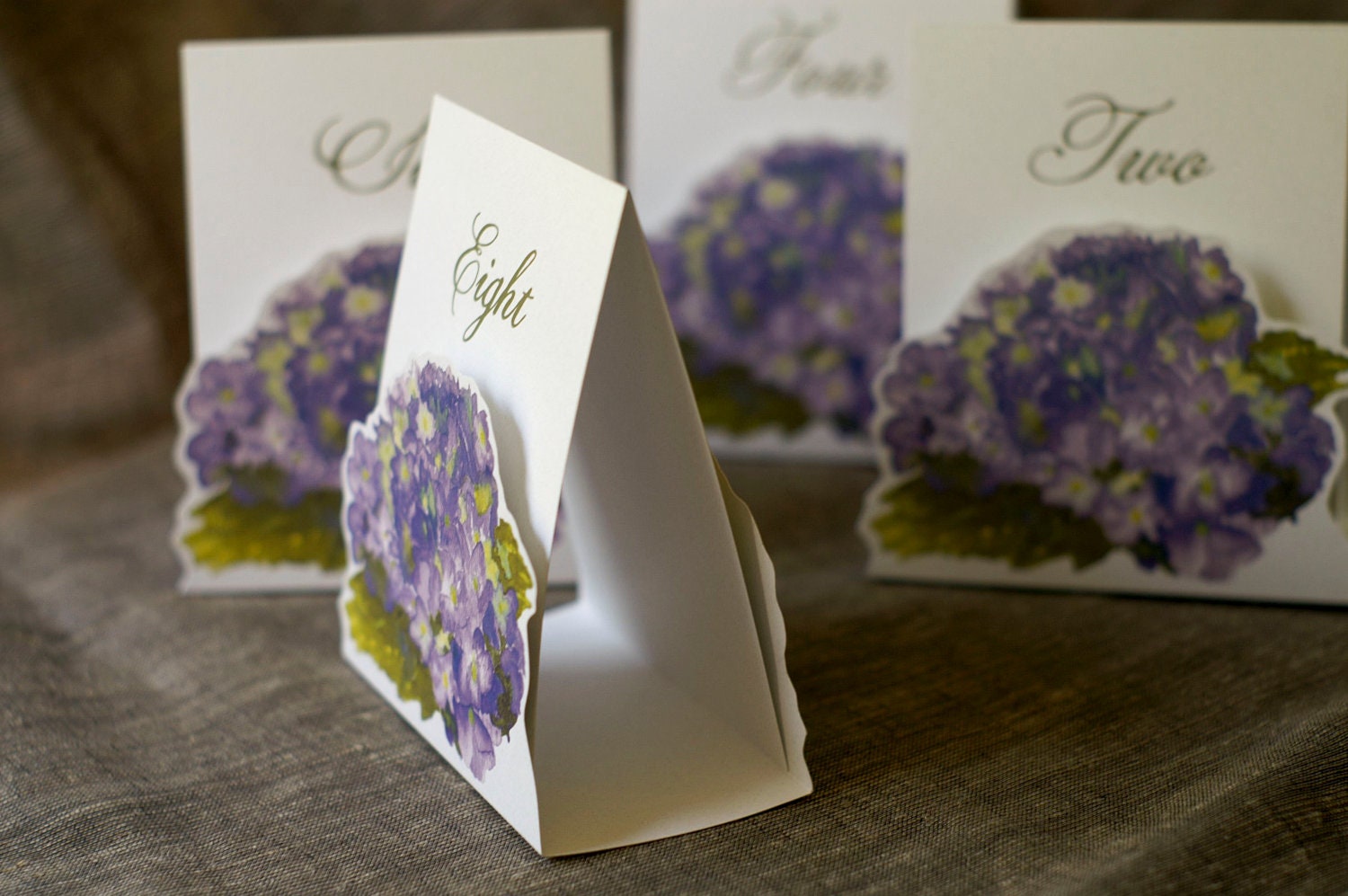 Table Number Tents-Purple Hydrangea - Decoration for Events, Weddings, Showers, Parties