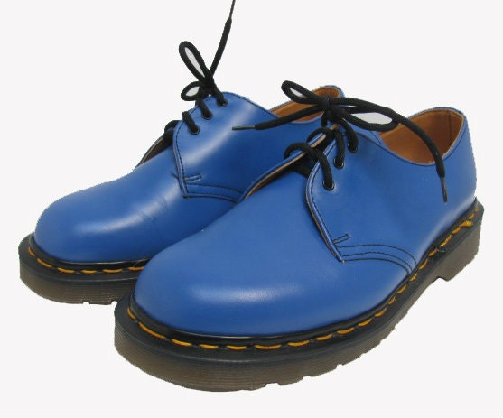 Vintage Dr Martens Shoes from England Blue Leather Doc Marten DM Gibson Shoes Mens US size 7 Womens size 9
