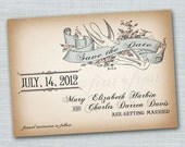 Vintage Style Save the Date Printable Card - Wedding Bridal Announcement Il_170x135