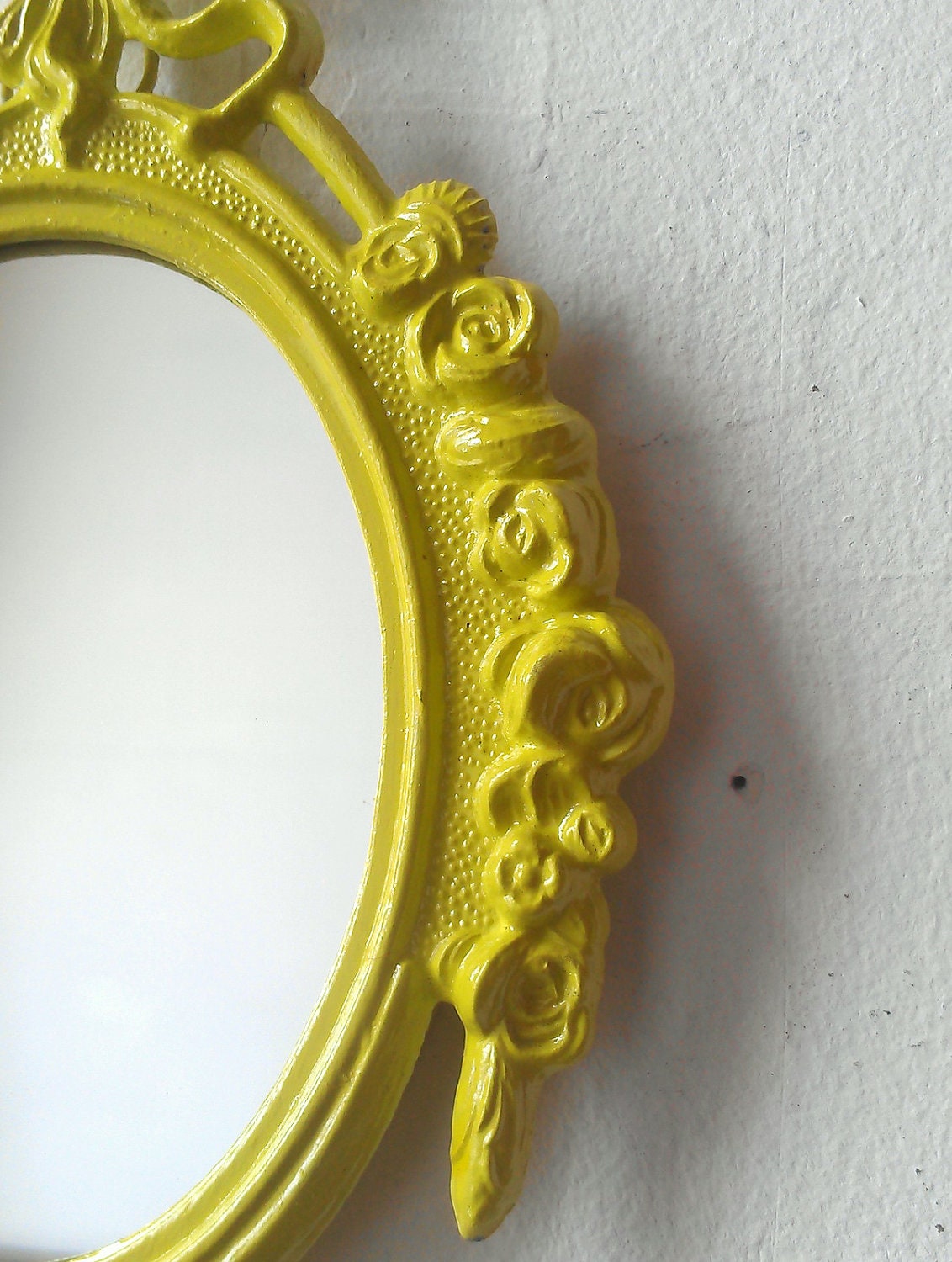 Framed Mirror in Small Vintage Chartreuse Frame
