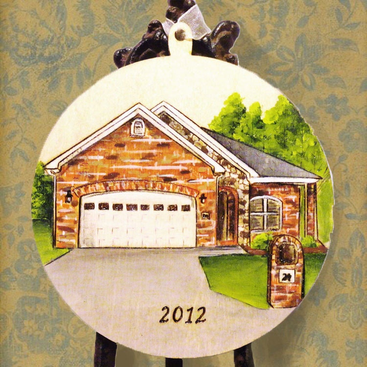 Custom Hand Painted, Wood Burned Home Ornament