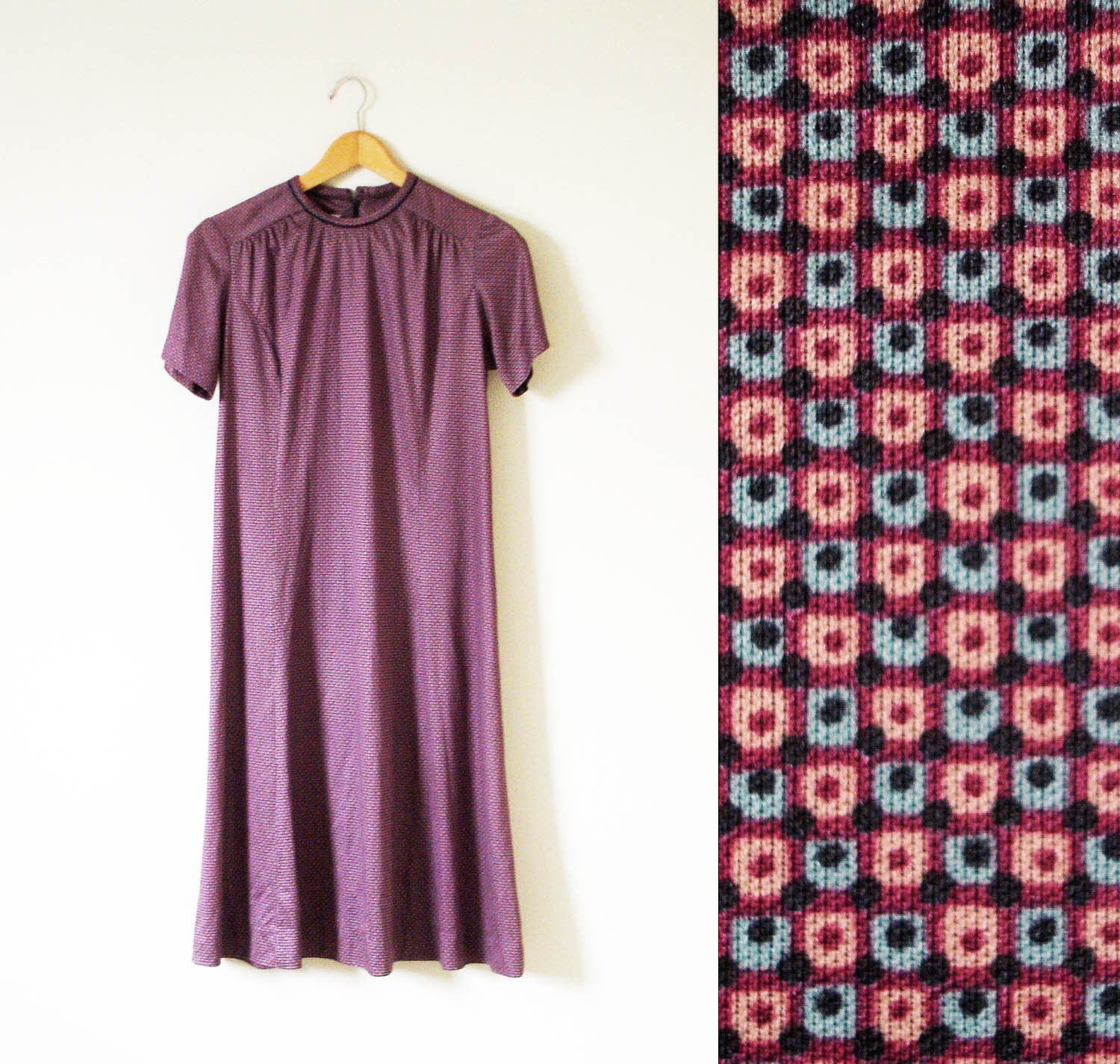 SALE // vintage 1960s Dress // TIny Mod Print // Dusty Purple // M