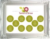 dear dahlia // wedding seating chart, floral, clean and modern