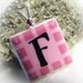 Ceramic Letter F Personalized Pink Wire Wrapped Pendant