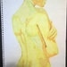 SALE Yellow Nude back drawing Original