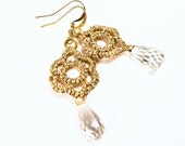 Gold lace earrings / handmade lace earrings / wedding jewelry / Bridal Earrings / Bridesmaids Jewelry / Gold lace Jewelry drop earrings