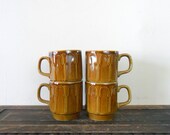 vintage 1960s arch style bilton's stacking coffee mugs - earthy - serving