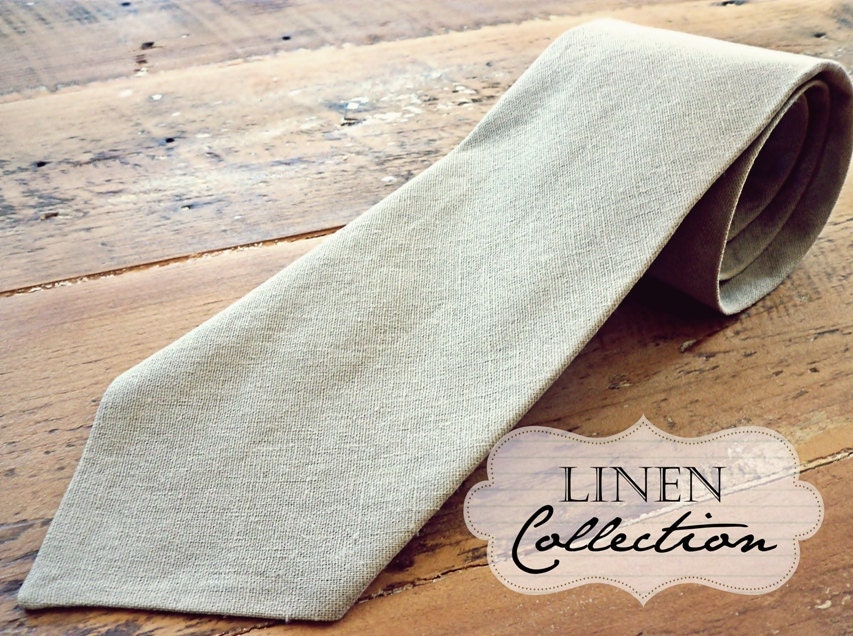Mens Neck Tie in Linen Sand READY TO SHIP