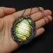 Labradorite necklace , wire wrapped pendant , wirework jewelry , green gold labradorite